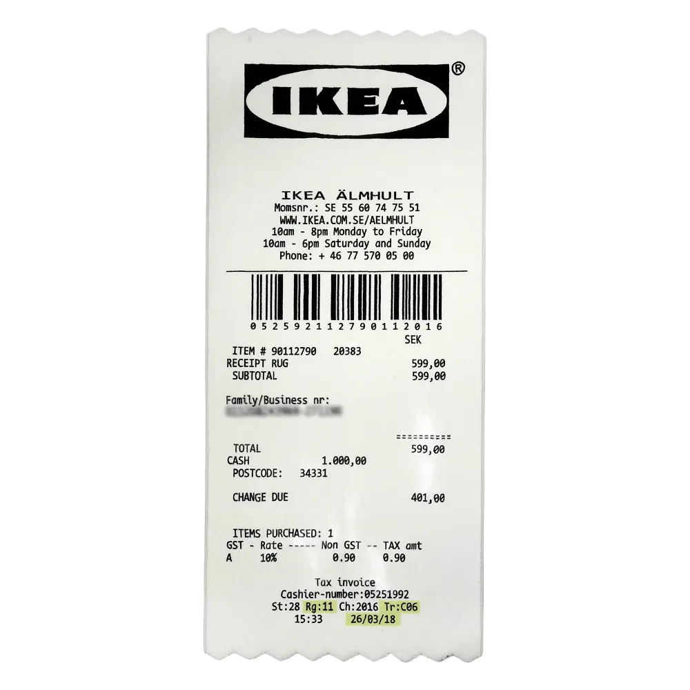 Ikea Markerad "Receipt" Rug — Joyagoo Spreadsheet photo 1