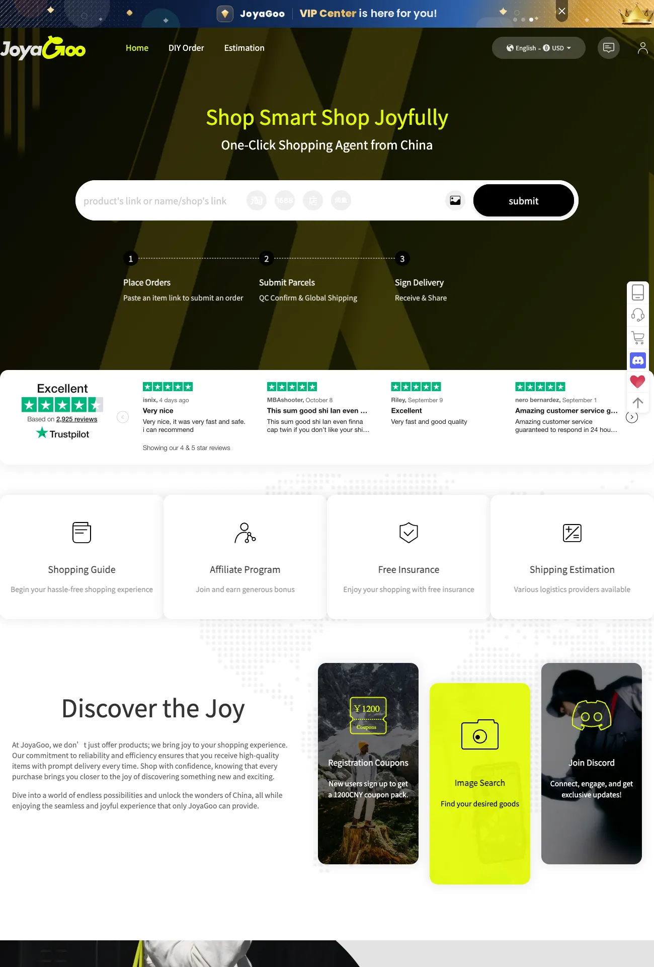 Joyagoo shopping agent website — search and order from Taobao, Weidian and 1688