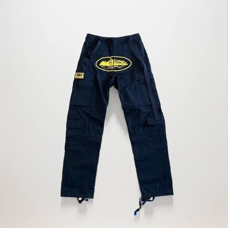 Corteiz Classic Cargo 5 Stars Black White Logo Pants — yellow print colorway — Joyagoo Spreadsheet photo