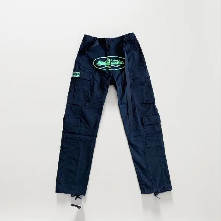 Corteiz Classic Cargo 5 Stars Black White Logo Pants — green printing colorway — Joyagoo Spreadsheet photo