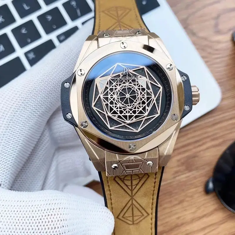 Hublot Big Bang Sang Bleu — Rose Gold  Black Plate  Yellow Belt colorway — Joyagoo Spreadsheet photo