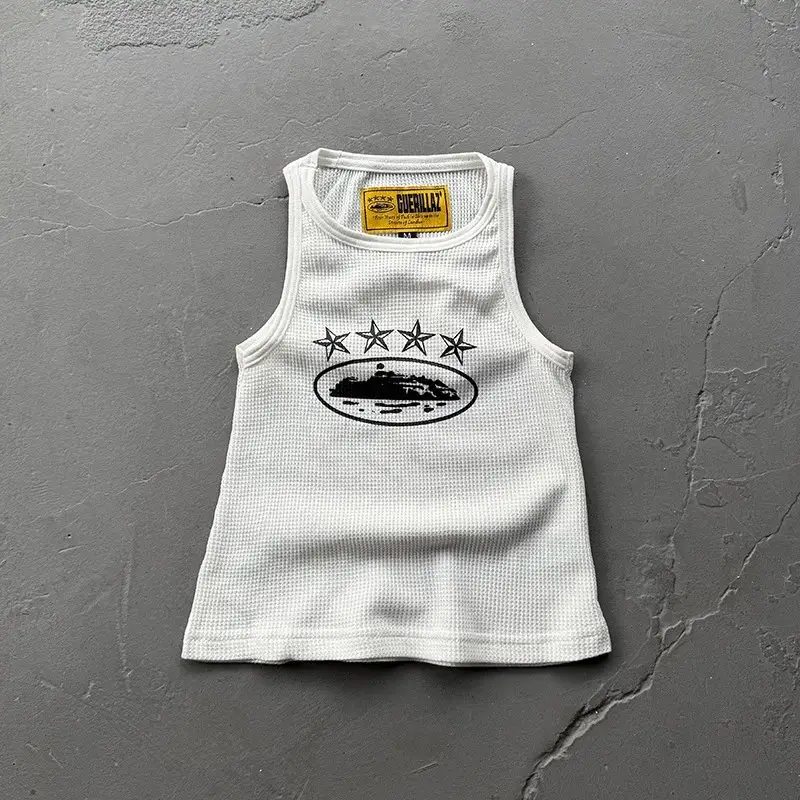 Corteiz Sleeveless Garment T-Shirt — 4 star print/white colorway — Joyagoo Spreadsheet photo
