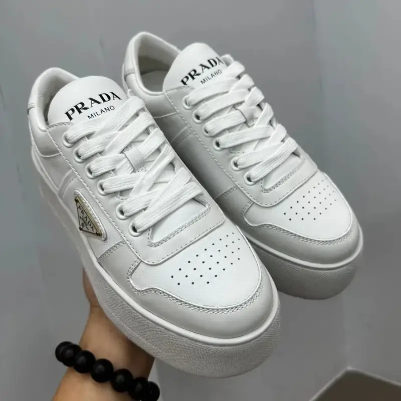 Prada Downtown Bold Leather Sneakers — white colorway — Joyagoo Spreadsheet photo