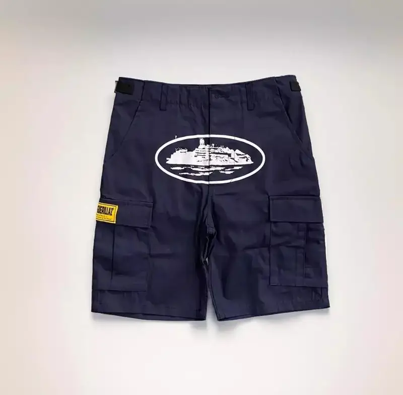 Corteiz Classic Cargo Triple Black Logo Shorts — Guerrilla Navy Blue colorway — Joyagoo Spreadsheet photo