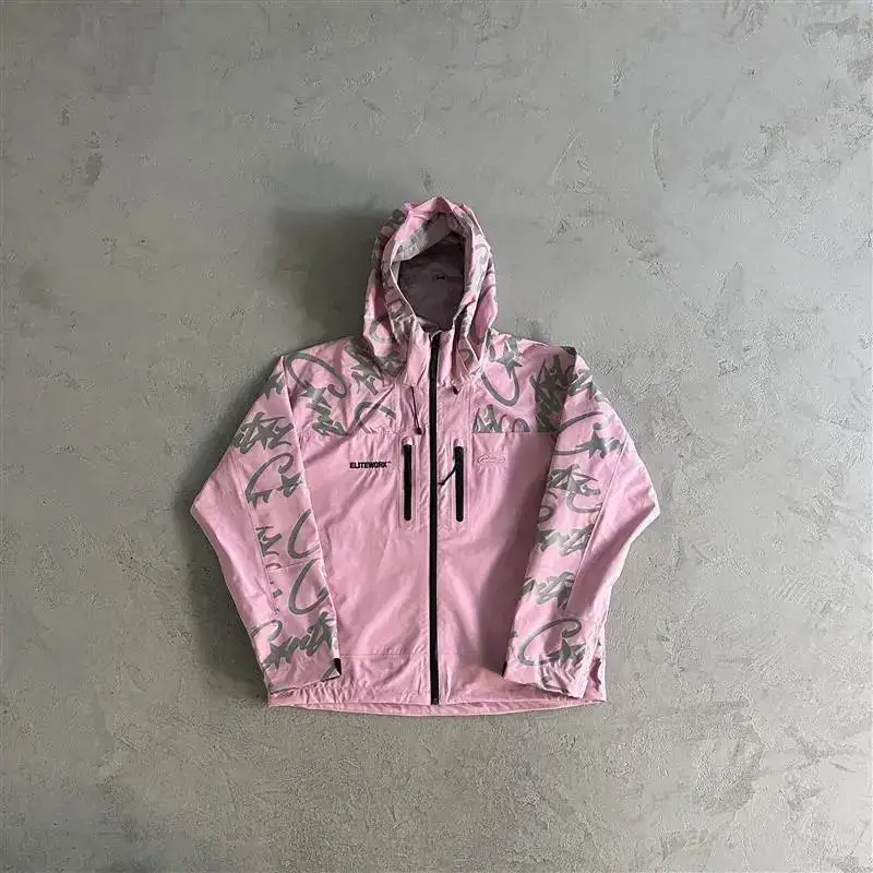 Corteiz Pink Windbreaker with Monogram on Sleeves — Pink colorway — Joyagoo Spreadsheet photo