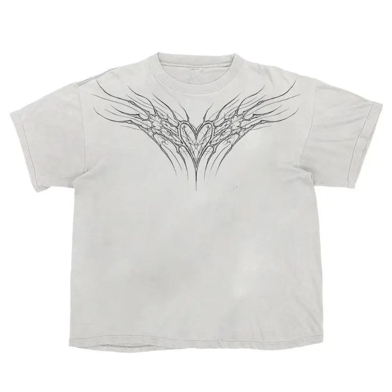 Random Unique Tee — Retro distressed white S colorway — Joyagoo Spreadsheet photo