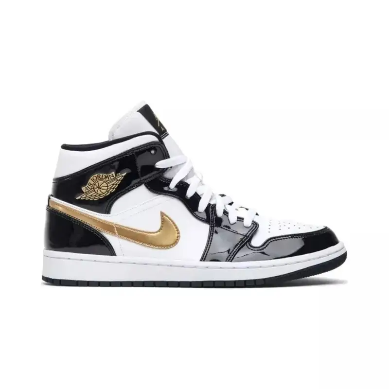 Jordan 1 Mid Shoes — Patent Black White Gold colorway — Joyagoo Spreadsheet photo