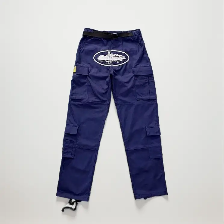 Corteiz Classic Cargo 5 Stars Black White Logo Pants — navy blue tooling colorway — Joyagoo Spreadsheet photo
