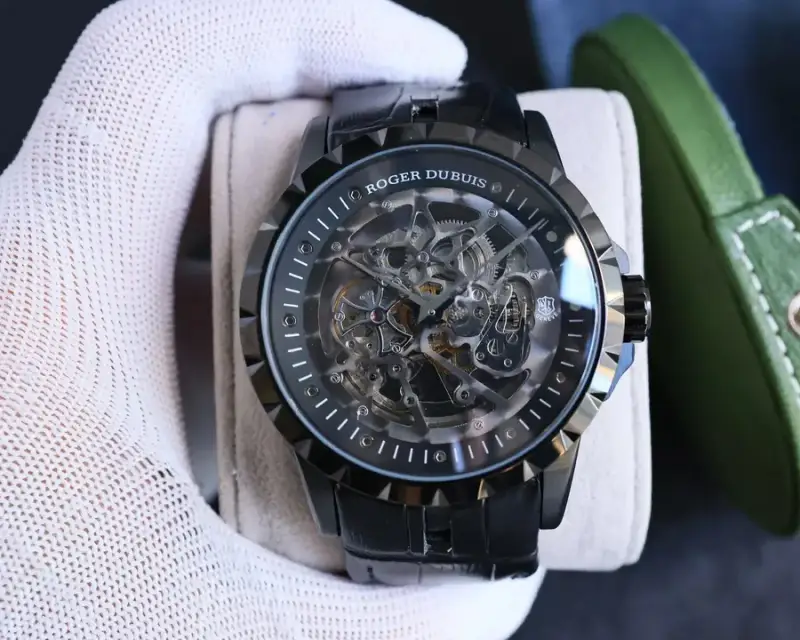 Roger Dubuis Skeleton Watch — Black Shell  Black Plate Black Leather colorway — Joyagoo Spreadsheet photo
