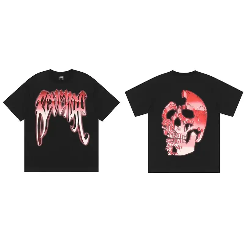 Revenge T-Shirts — Orange Red Black Red Metal Skull Head colorway — Joyagoo Spreadsheet photo