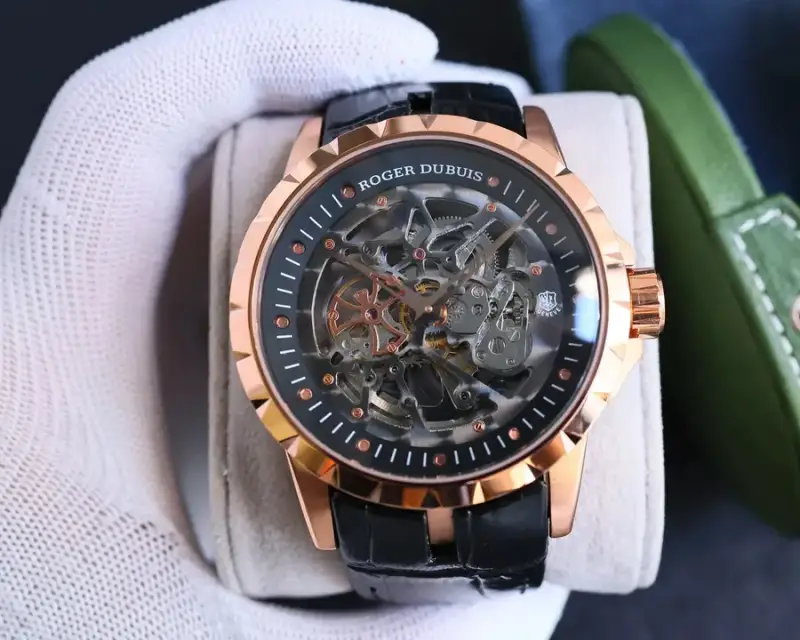 Roger Dubuis Skeleton Watch — Rose Gold Shell  Black Plate Black Leath colorway — Joyagoo Spreadsheet photo