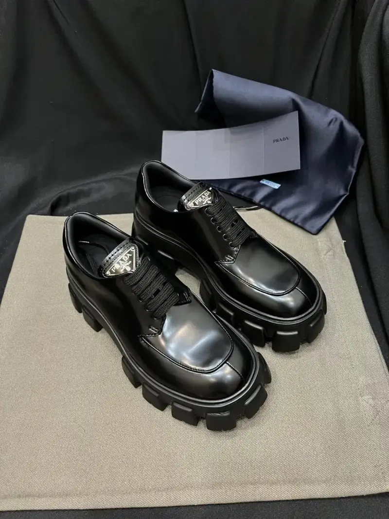 Prada Monolith Patent Leather Lace-Up Shoes — Black ) colorway — Joyagoo Spreadsheet photo