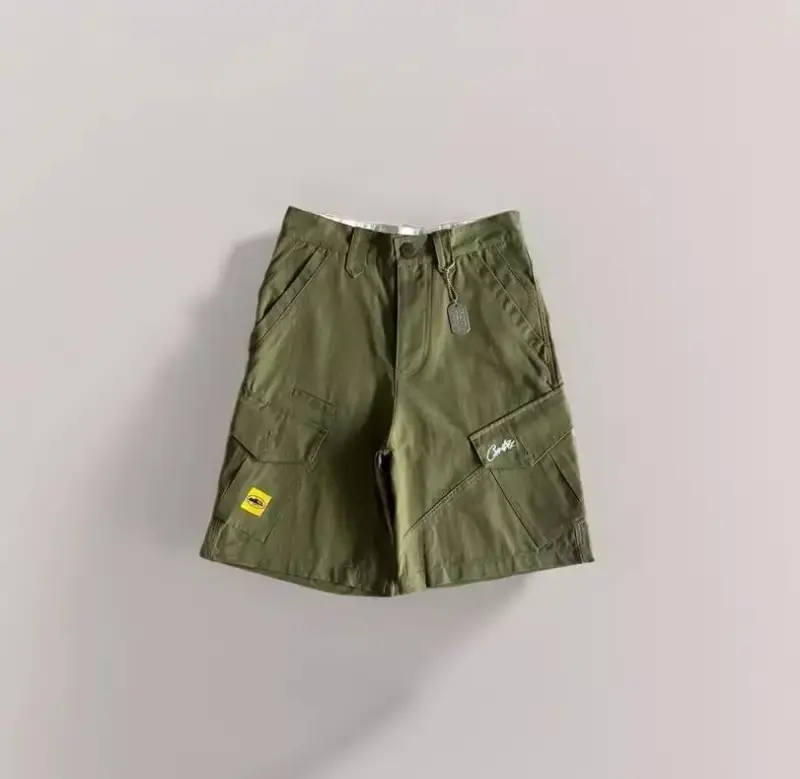 Corteiz Classic Cargo Triple Black Logo Shorts — Green Slant Pocket colorway — Joyagoo Spreadsheet photo