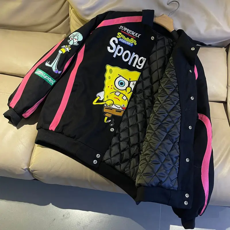 Supreme SpongeBob SquarePants Jeff Hamilton Racing Jacket — Black-Cotton-lined, thickened style colorway — Joyagoo Spreadsheet photo