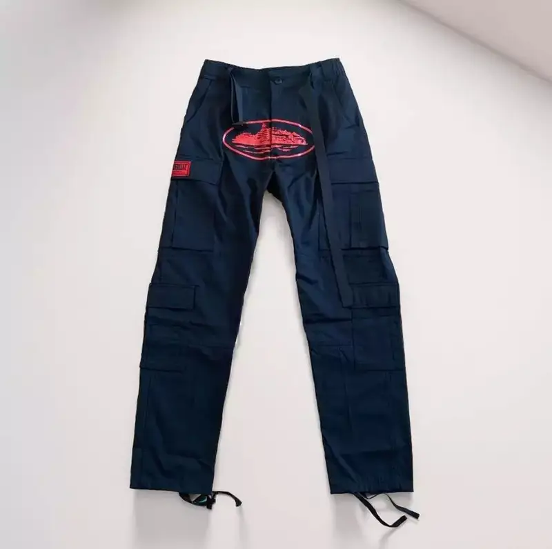 Corteiz Classic Cargo 5 Stars Black White Logo Pants — Red printing colorway — Joyagoo Spreadsheet photo