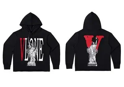 VLONE Hoodie — Black Red Statue of Liberty Black Red V colorway — Joyagoo Spreadsheet photo