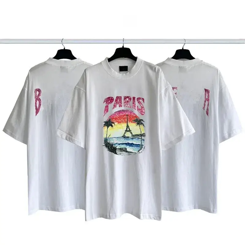 Balenciaga Tees — Coconut Tree Tower Back Bat Logo White colorway — Joyagoo Spreadsheet photo