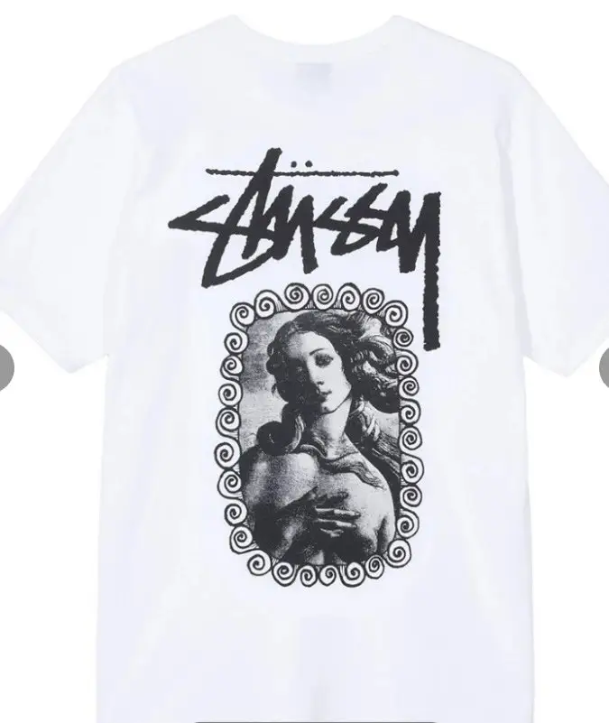 Stussy t-shirt — White [Woman portrait]] colorway — Joyagoo Spreadsheet photo