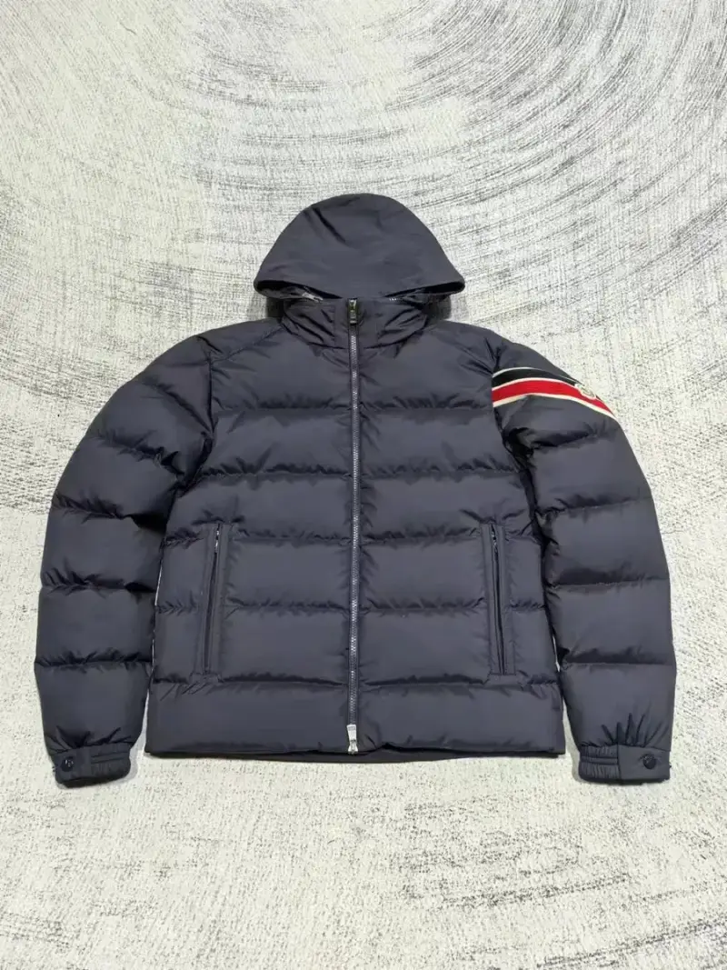 Moncler Solayan Hooded Short Down Jacket — navy blue colorway — Joyagoo Spreadsheet photo
